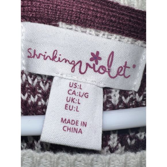 Anthropologie Shrinking Violet Reindeer Sweater Women's Large-Burgundy - Picture 2 of 10
